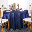 Round Pintuck Taffeta Tablecloth 120" Navy Blue