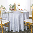 Round Pintuck Taffeta Tablecloth 90" Platinum