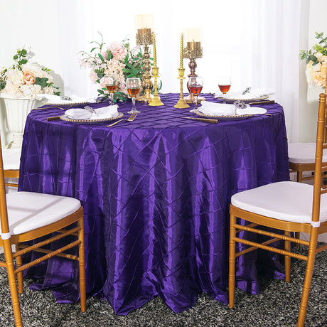 Luxury Round Pintuck Taffeta Tablecloth