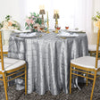 Round Pintuck Taffeta Tablecloth 108" Silver