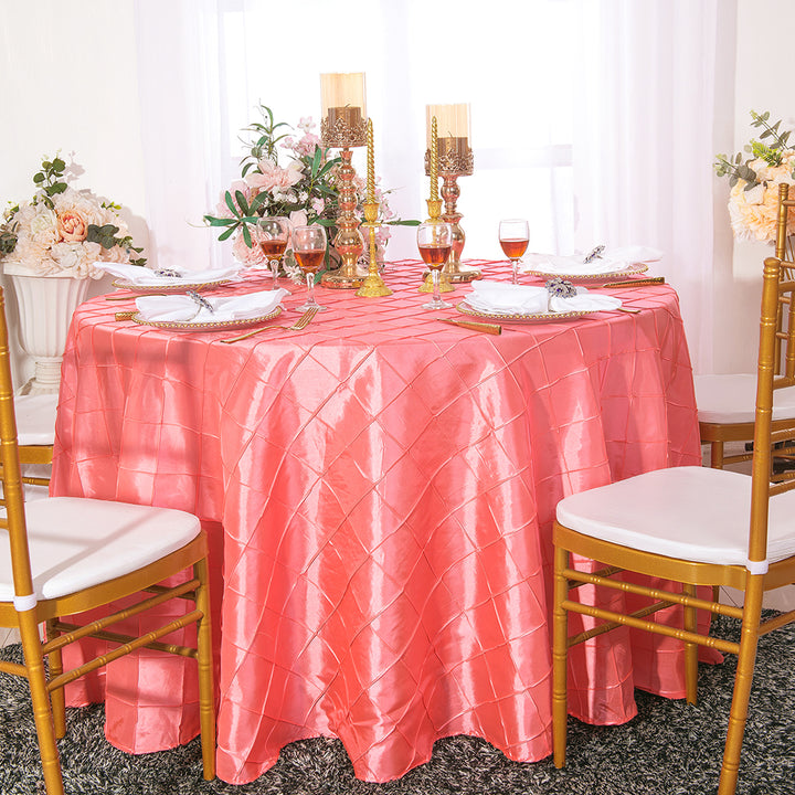 Elegant Round Pintuck Taffeta Table Cover