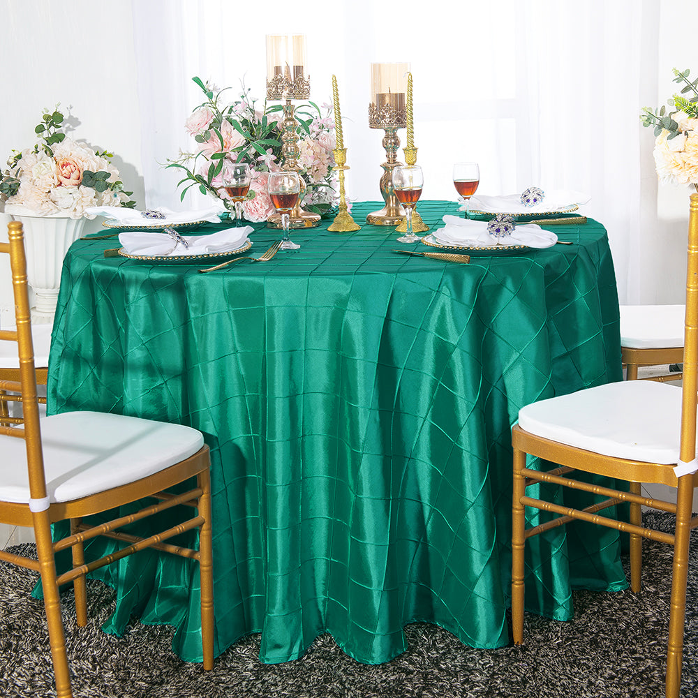 Round Pintuck Taffeta Tablecloth 90 Inch Jade
