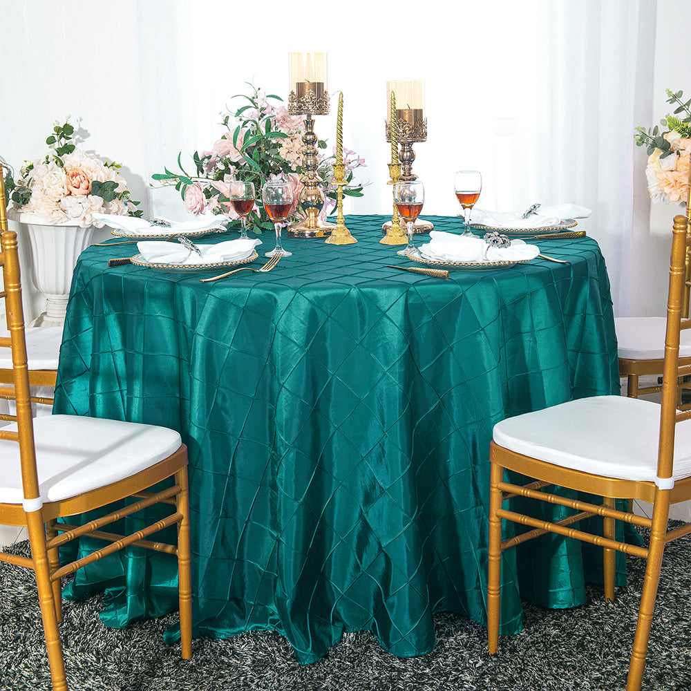 Round Pintuck Taffeta Tablecloth 108" Oasis