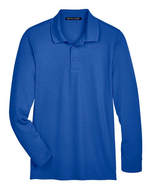 Devon & Jones Men's Tall CrownLux Performance Plaited Long Sleeve Polo