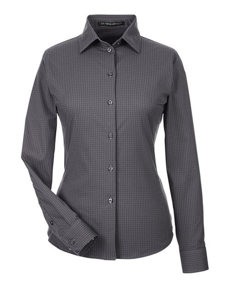 Women's CrownLux Performance Tonal Mini Check Woven Dress Shirt
