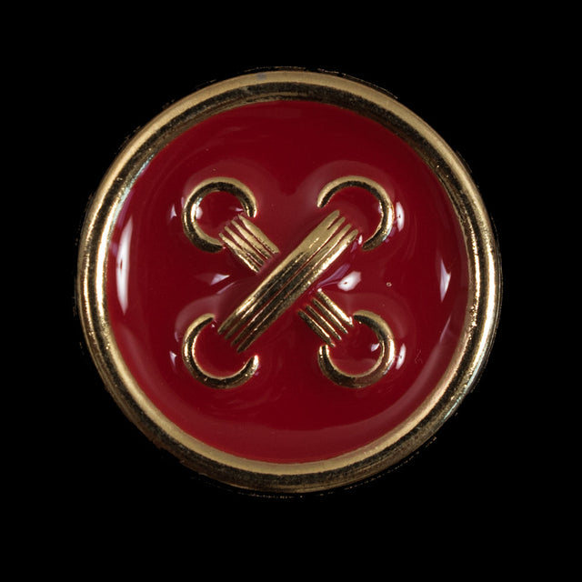 Italian Red and Gold Metal Button - 44L/28mm