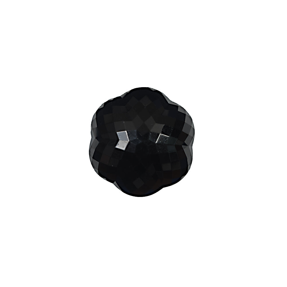 Italian Black Floral Beveled Shank Back Button - 24L/15mm