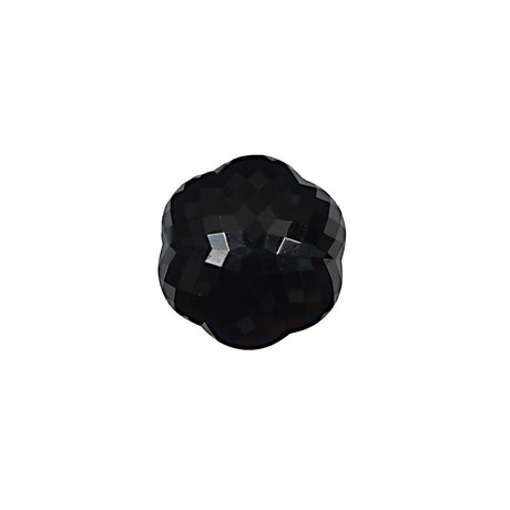 Italian Black Floral Beveled Shank Back Button - 24L/15mm