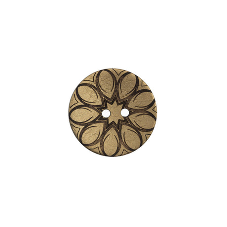 Italian Metallic Gold Floral Coconut Button - 24L/15mm