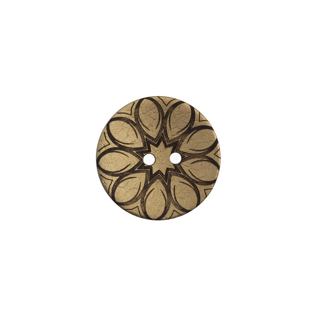 Italian Metallic Gold Floral Coconut Button - 24L/15mm