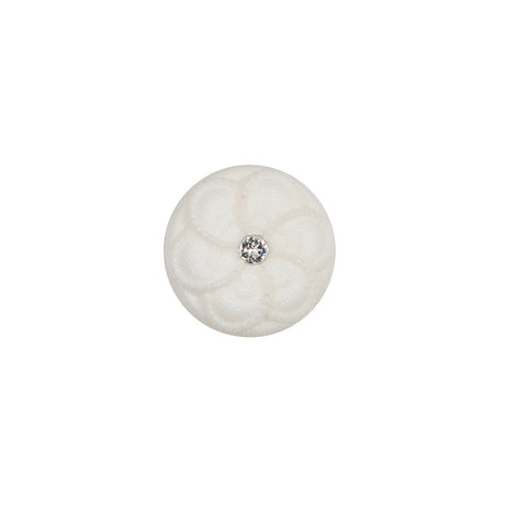 Italian Ivory Floral Nylon Button with Rhinestone Core - 20L/12.5mm