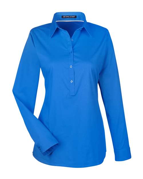 Devon & Jones Women's Perfect Fit Half-Placket Tunic Dress Shirt