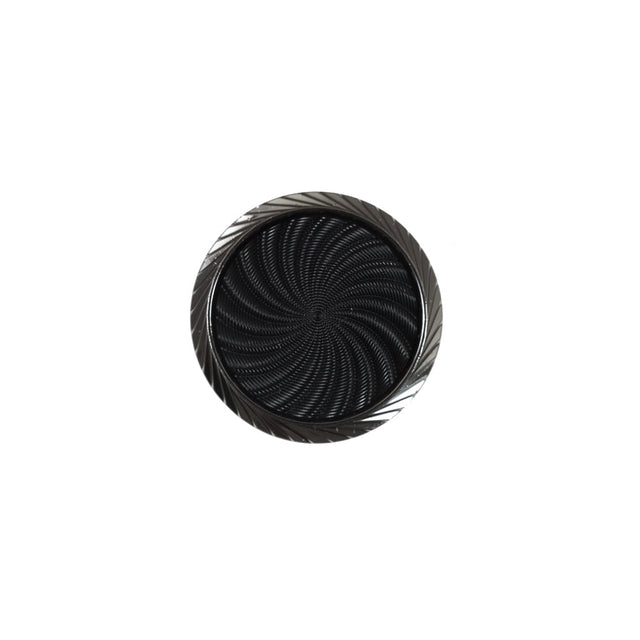 Italian Black and Silver Plastic Shank Back Button - 24L/15mm