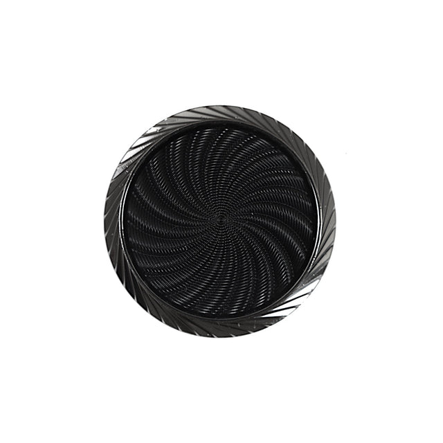 Italian Black and Silver Plastic Shank Back Button - 36L/23mm
