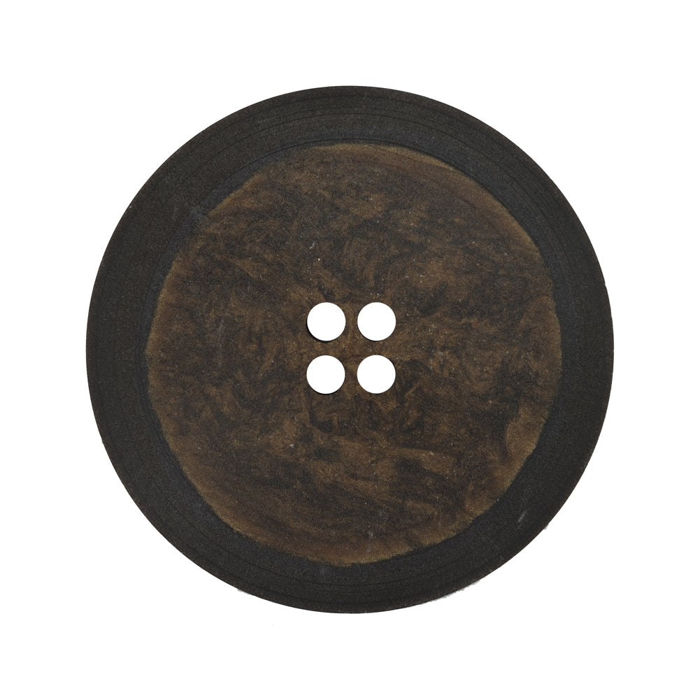 Italian Black and Brown 4-Hole Plastic Button - 48L/30.5mm