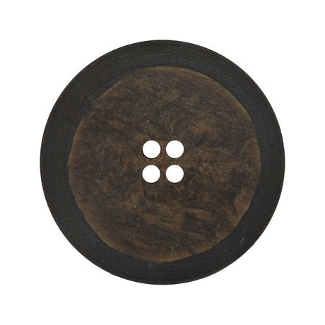 Italian Black and Brown 4-Hole Plastic Button - 48L/30.5mm