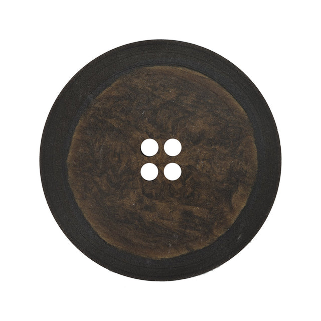 Italian Black and Brown 4-Hole Plastic Button - 48L/30.5mm