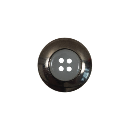 Italian Gray Metal Rimmed Plastic Button - 28L/18mm