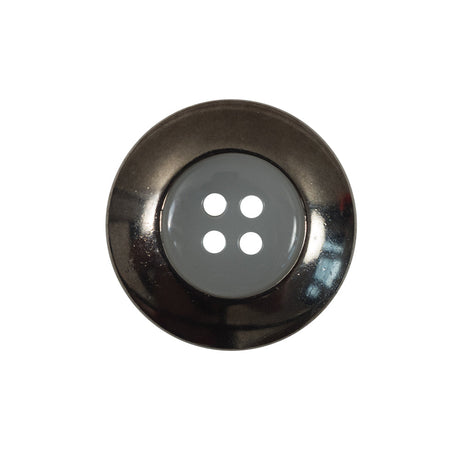 Italian Gray Metal Rimmed Plastic Button - 36L/23mm