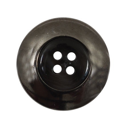 Italian Black Metal Rimmed Plastic Button - 44L/28mm