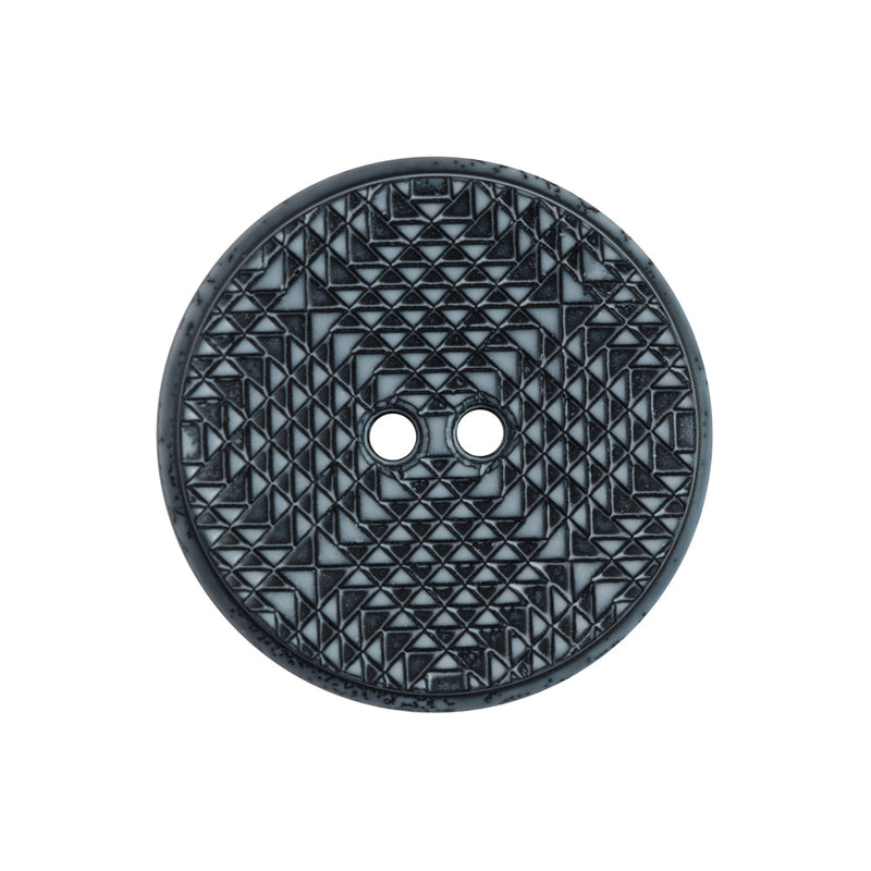 Italian Black and Gray Geometric 2-Hole Button - 40L/25.5mm
