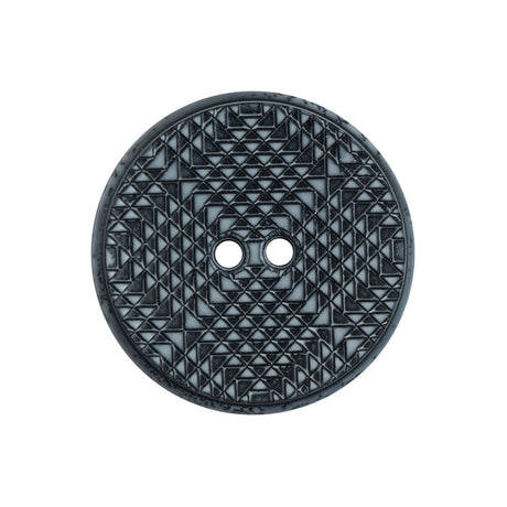 Italian Black and Gray Geometric 2-Hole Button - 40L/25.5mm