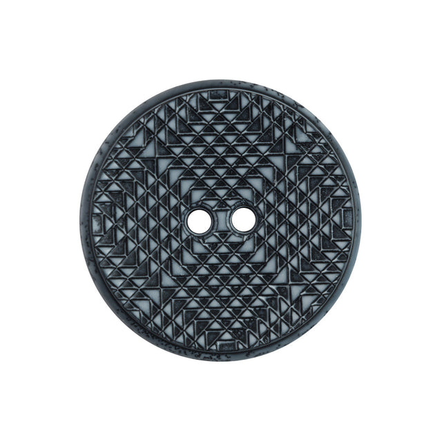 Italian Black and Gray Geometric 2-Hole Button - 40L/25.5mm