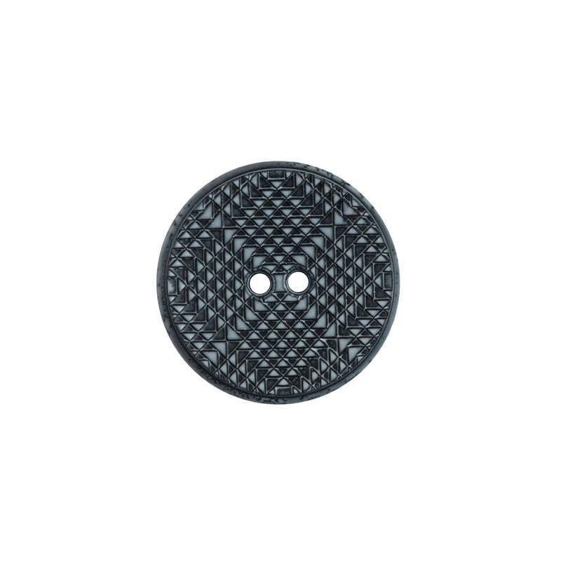 Italian Black and Gray Geometric 2-Hole Button - 32L/20mm