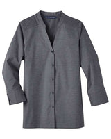 Women's Crown Collection Stretch Pinpoint Chambray Three-Quarter Sleeve Shirt