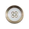 Italian White and Gold Metal 4-Hole Button - 40L/25.5mm