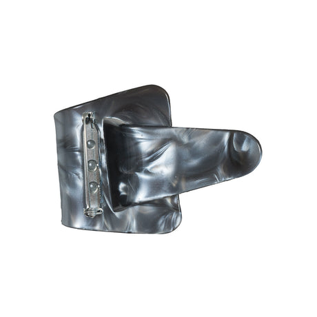 Italian Metallic Gray Marbled Buckle Brooch - 2.5"