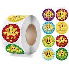 2" Motivational Smile Face Multicolor Paper Sticker Roll 100 Pieces