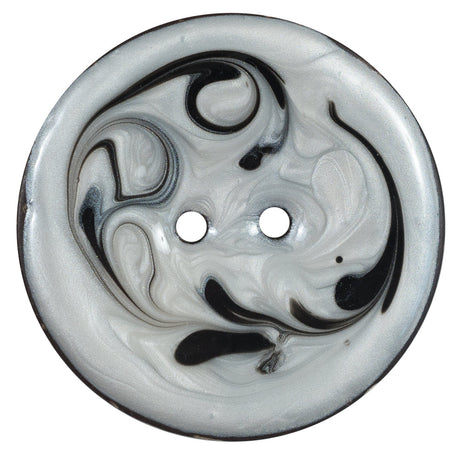 Italian Black and Ivory Swirl 2-Hole Button - 64L/40.5mm