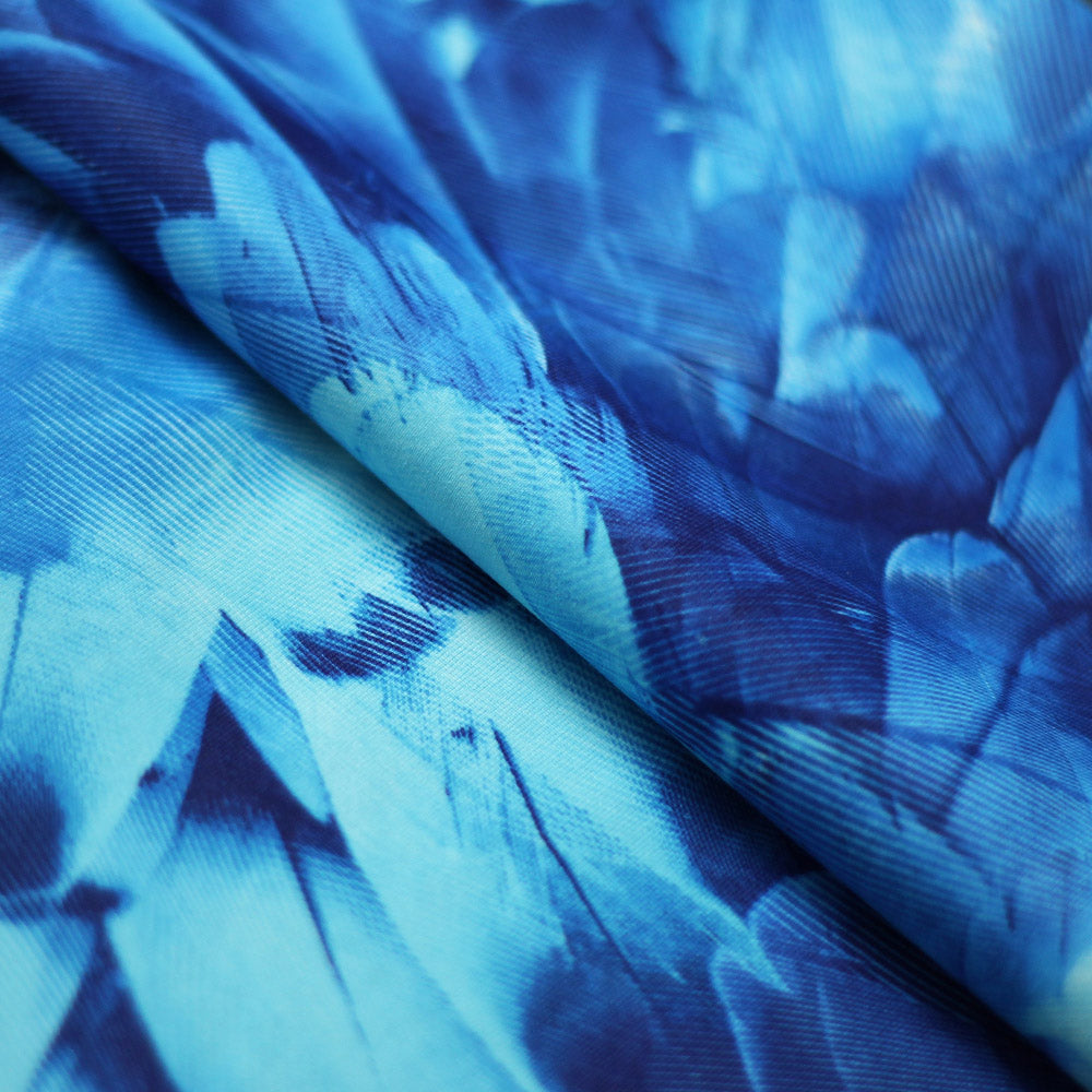 Tropical Feathers Polyester Spandex Fabric - Multicolor Feather Print, 58/60" Width, 200 GSM (1 Yard)