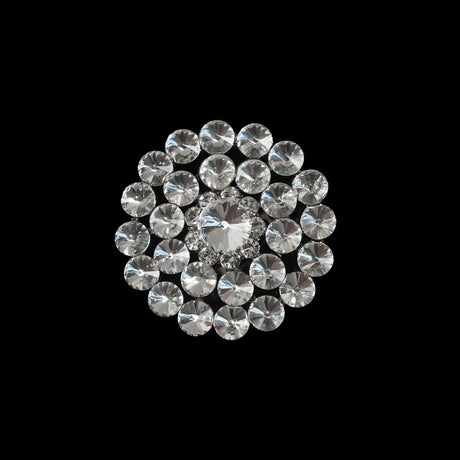 Italian Silver Crystal Brooch - 2"