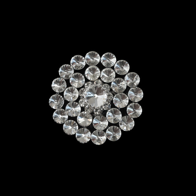 Italian Silver Crystal Brooch - 2"