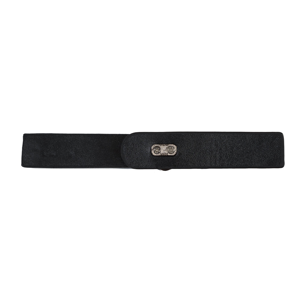 Italian Black and Gunmetal Snap Closure - 6"