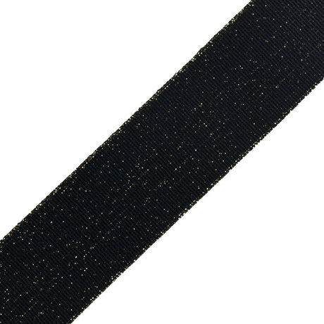 Italian Black and Metallic Gold Elastic Trim - 1.25"