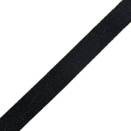 Italian Black and Metallic Gold Elastic Trim - 1.25"