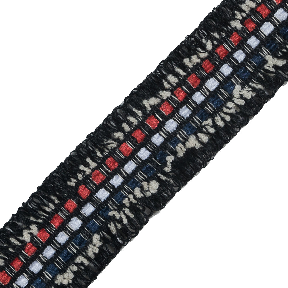Italian Black, Red and Blue Woven Trim - 1.125"