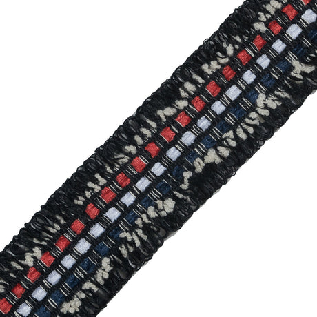 Italian Black, Red and Blue Woven Trim - 1.125"