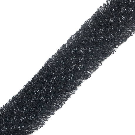 Italian Black and Metallic Silver Woven Trim - 1.25"