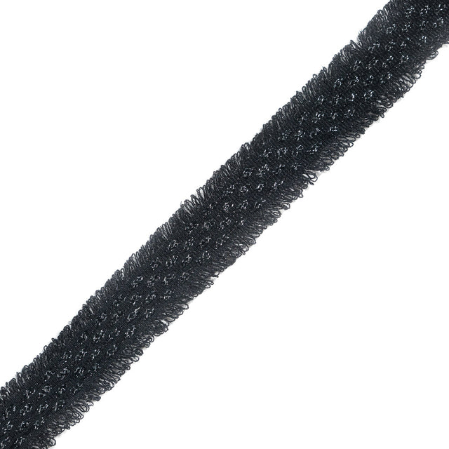 Italian Black and Metallic Silver Woven Trim - 1.25"