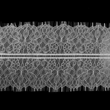 Italian Fine White Lace Trim with Eyelash Edges - 7"