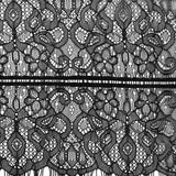 Italian Fine Black Lace Trim with Eyelash Edges - 7"