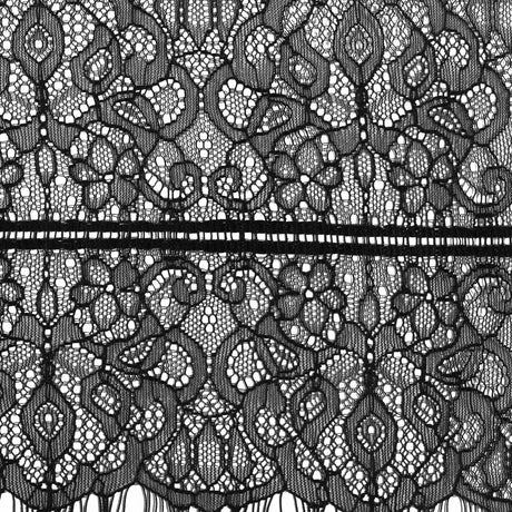 Italian Fine Black Lace Trim with Eyelash Edges - 7"