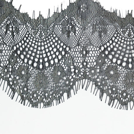 Italian Metallic Black and Gold Scalloped Lace Trim - 4"