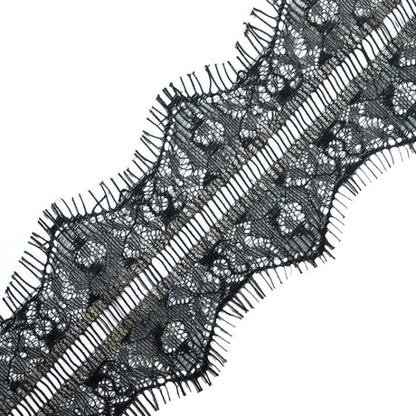 Italian Metallic Black and Gold Scalloped Lace Trim - 3"
