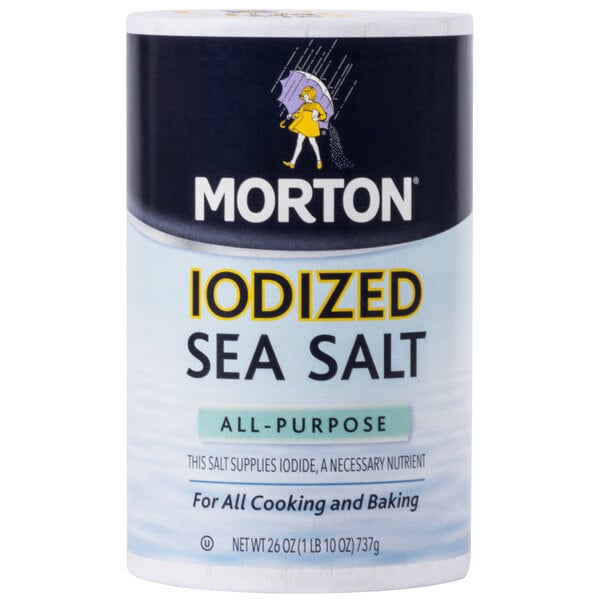 Morton All-Purpose Iodized Sea Salt 26 oz. - 12/Case