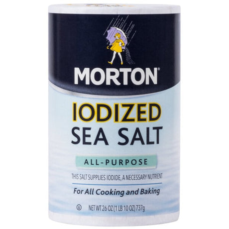 Morton All-Purpose Iodized Sea Salt 26 oz. - 12/Case